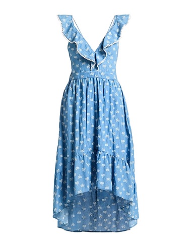 MOLLY BRACKEN Midi dress Light blue 80% Cotton, 20% Polyester