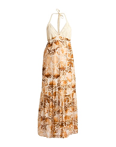 KAOS JEANS Long dress Camel 100% Cotton