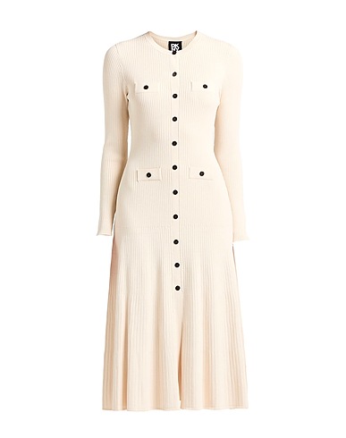 DKNY Midi dress Beige 53% Rayon, 47% Nylon