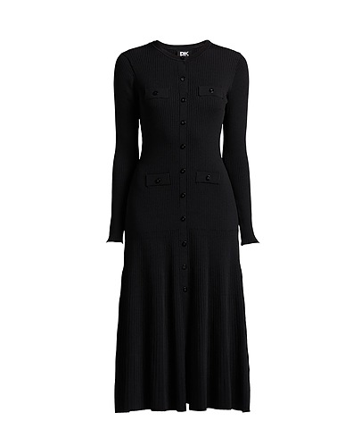 DKNY Midi dress Black 53% Rayon, 47% Nylon
