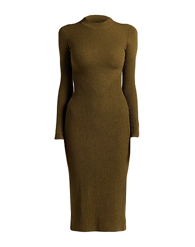 STAUD Vestito midi Verde militare 50% Lana, 50% Nylon
