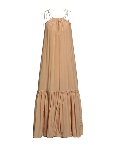 BIRD & KNOLL Long dress Beige 70% Cotton, 30% Silk