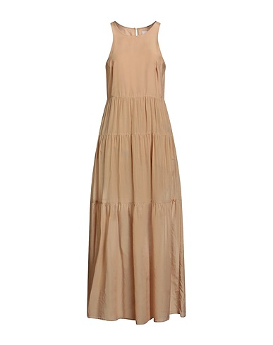 BIRD & KNOLL Long dress Beige 70% Cotton, 30% Silk