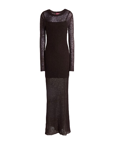 STAUD Long dress Dark brown 36% Nylon, 30% Mohair wool, 27% Acrylic, 7% Wool