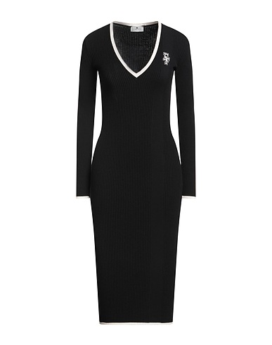 ELISABETTA FRANCHI Midi dress Black 70% Viscose, 30% Polyester
