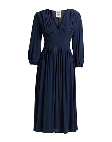 SEMICOUTURE Midi dress Navy blue 65% Acetate, 35% Silk