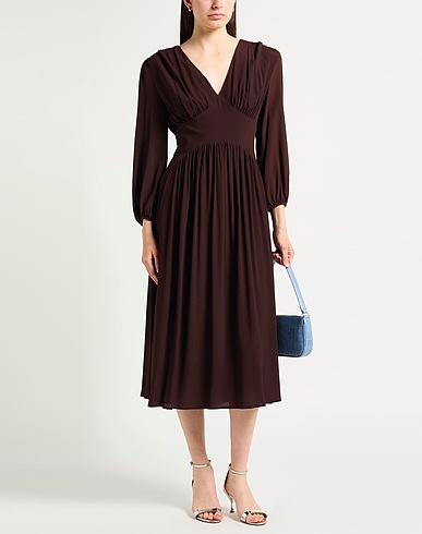 SEMICOUTURE Midi dress Plum 65% Acetate, 35% Silk