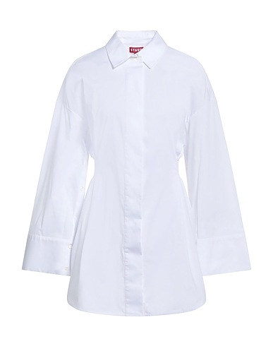 STAUD Shirt dress White 98% Cotton, 2% Elastane
