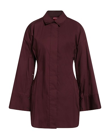 STAUD Shirt dress BORDEAUX 98% Cotton, 2% Elastane