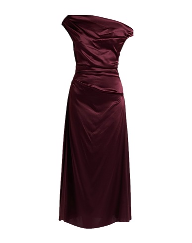 STAUD Midi dress Burgundy 93% Silk, 7% Elastane