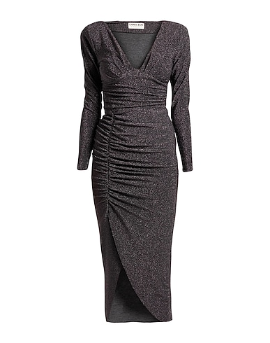 CHIARA BONI LA PETITE ROBE Midi dress Charcoal 48% Polyester, 27% Viscose, 10% Polyamide, 10% Metallic Polyester, 5% Elastane