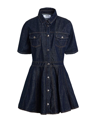 MSGM Hemdkleid Blau 100% Baumwolle