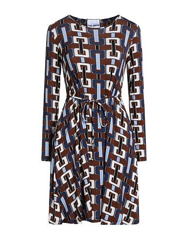 THE ABITO Milano Kurzes Kleid Braun 97% Viskose, 3% Elastan