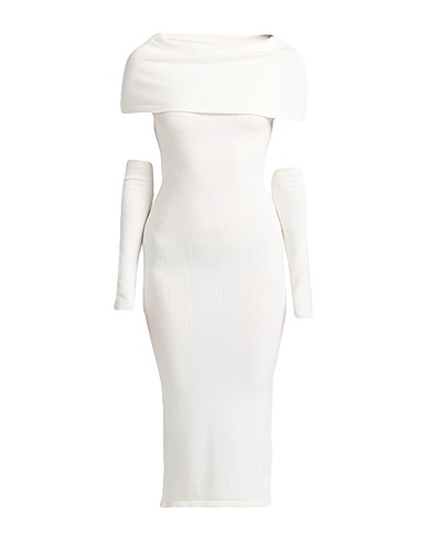 HINNOMINATE Midi dress White 52% Viscose, 26% Polyester, 22% Polyamide
