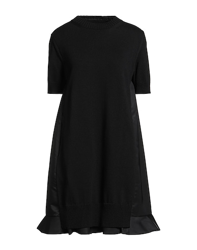 SACAI Short dress Black 57% Cotton, 43% Polyester, Nylon