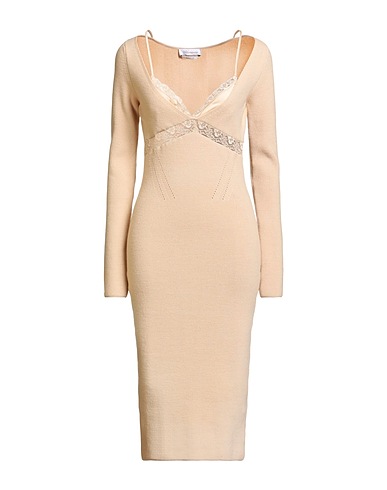 BLUMARINE Midi dress Beige 38% Polyamide, 31% Acrylic, 20% Wool, 11% Polyester