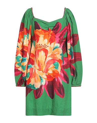 FARM RIO Short dress Green 55% Linen, 45% Viscose