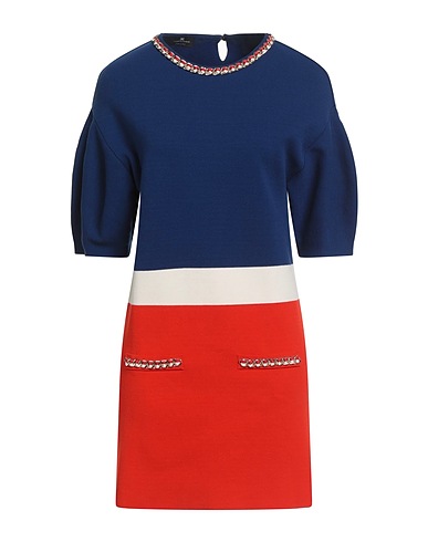 ELISABETTA FRANCHI Sheath dress Blue 70% Viscose, 30% Polyester