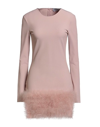 16ARLINGTON Short dress Light brown 55% Polyamide, 36% Viscose, 9% Elastane, Turkey feathers