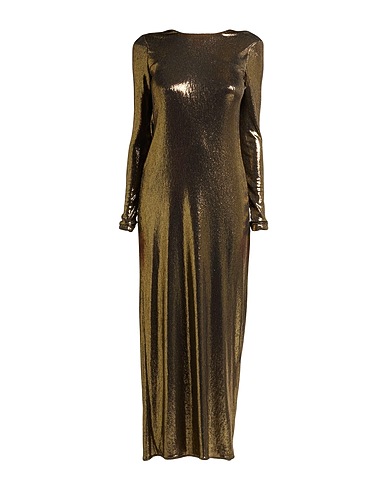 TWINSET Elegant dress Gold 95% Polyester, 5% Elastane