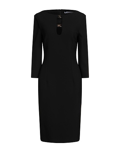 SIMONA CORSELLINI Midi dress Black 63% Polyester, 27% Viscose, 7% Cotton, 3% Elastane