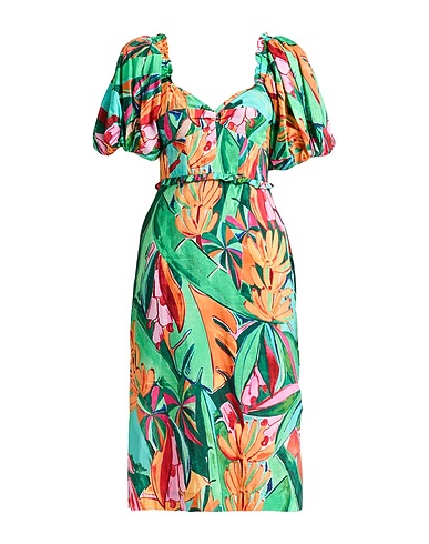FARM RIO Midi dress Green 60% Cotton, 40% Viscose