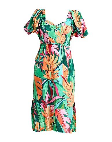 FARM RIO Midi dress Green 60% Cotton, 40% Viscose