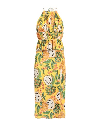 FARM RIO Midi dress Yellow 100% Cotton