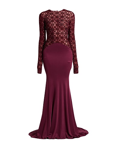 ELISABETTA FRANCHI Long dress RED CARPET Burgundy 100% Polyamide, Elastane
