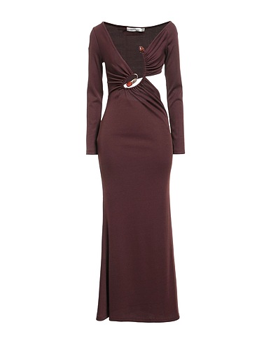 CHRISTOPHER ESBER Long dress Chocolate brown 96% Polyester, 4% Elastane