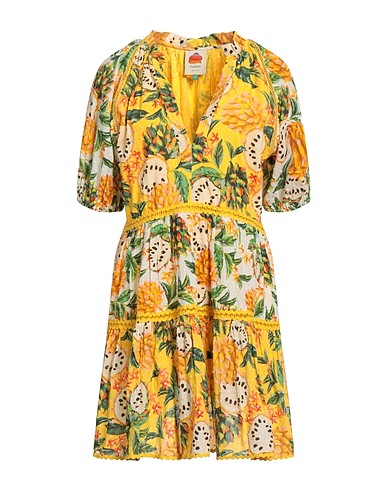 FARM RIO Short dress Yellow 100% Cotton