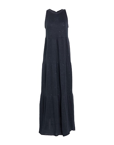 BRUNELLO CUCINELLI Long dress Midnight blue 75% Linen, 25% Silk, Polyamide