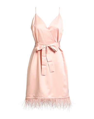 TWINSET Short dress Blush 100% Polyester, Ostrich feathers
