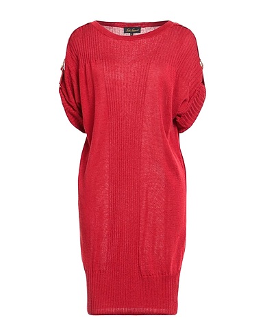 LUISA SPAGNOLI Short dress Red 60% Linen, 35% Viscose, 5% Polyamide