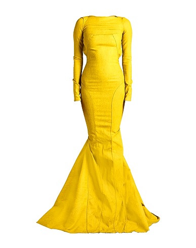 RICK OWENS Denim dress Yellow 91% Cotton, 6% Elastomultiester, 3% Rubber