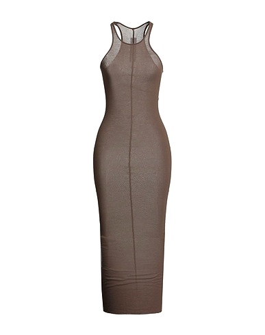 RICK OWENS Midi dress Khaki 88% Viscose, 12% Silk