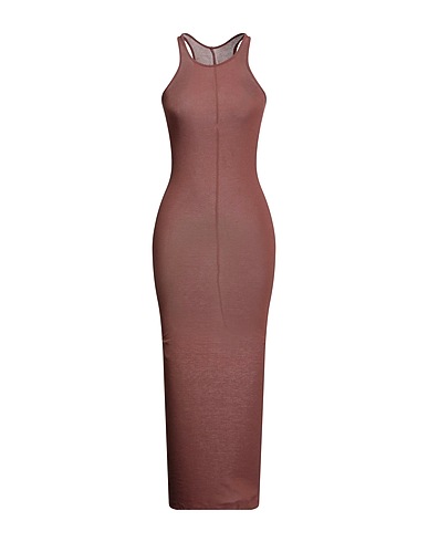 RICK OWENS Midi dress Brown 88% Viscose, 12% Silk
