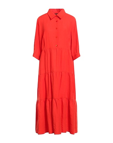 LUISA SPAGNOLI Midi dress Tomato red 100% Linen