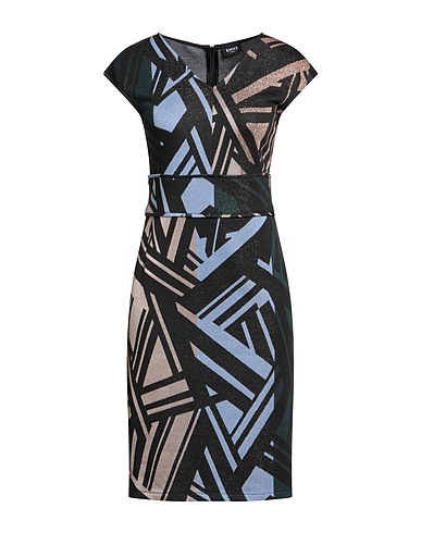 EMME by MARELLA Vestito midi Nero 52% Viscosa, 37% Poliestere, 5% Fibra di metallo, 5% Poliammide, 1% Elastan