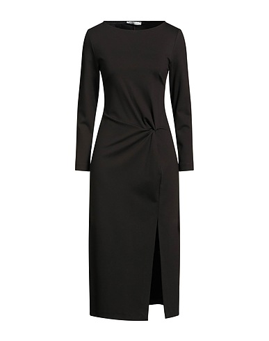 LE STREGHE Midi dress Dark brown 65% Viscose, 32% Polyamide, 3% Elastane