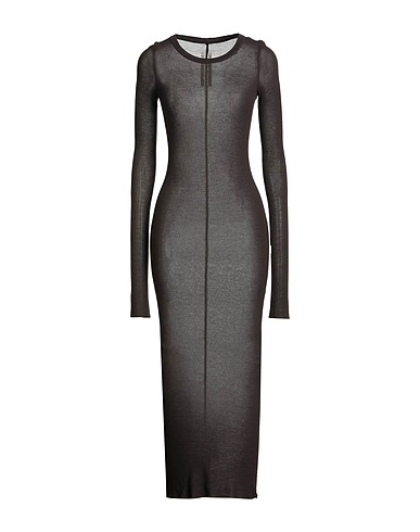 RICK OWENS Long dress Dark brown 88% Viscose, 12% Silk