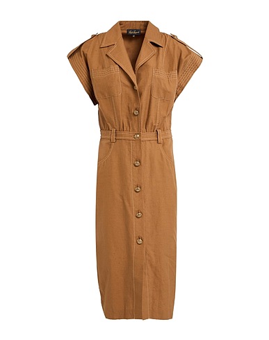 LUISA SPAGNOLI Midi dress Camel 63% Cotton, 37% Linen