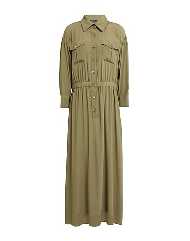 LUISA SPAGNOLI Midi dress Military green 69% Acetate, 31% Silk