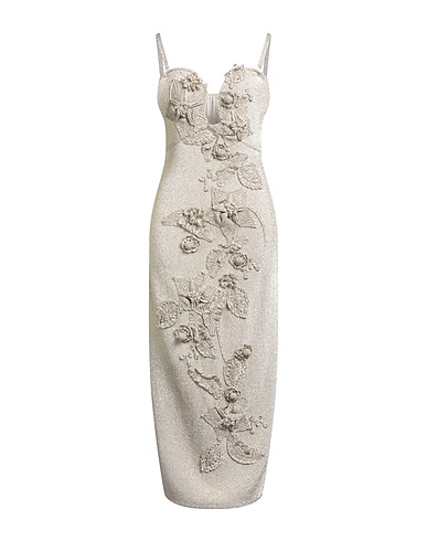 CULT GAIA Midi dress Platinum 64% Viscose, 14% Polyester, 10% Nylon, 9% Wool, 3% Elastane