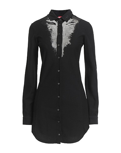 DIESEL Shirt dress Black 83% Cotton, 13% Polyester, 4% Elastane