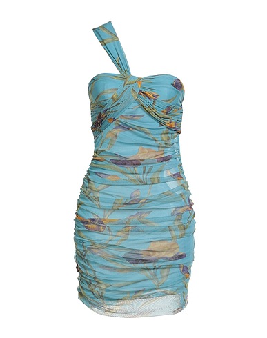 SAINT LAURENT One-shoulder dress Slate blue 100% Polyester