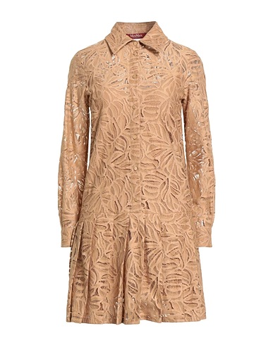 MAX MARA STUDIO Pleated dress Sand 81% Cotton, 19% Polyamide