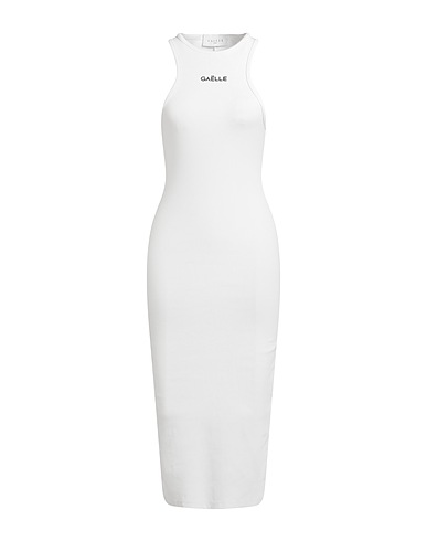 GAëLLE Paris Midi dress White 97% Cotton, 3% Elastane
