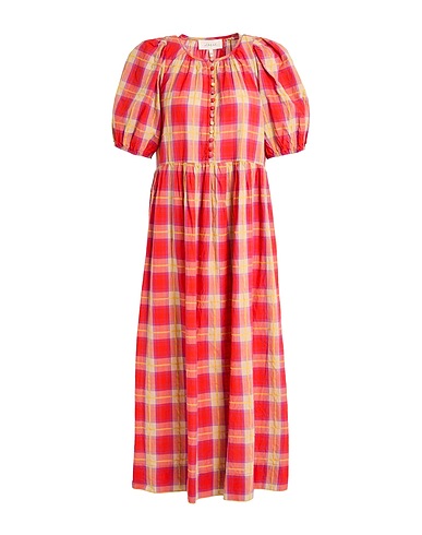 THE GREAT. Midi dress Red 85% Cotton, 15% Linen