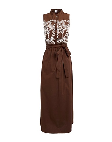 1-ONE Long dress Chocolate brown 98% Cotton, 2% Elastane